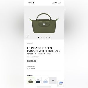 NEVER WORN LE PLIAGE GREEN POUCH WITH HANDLE